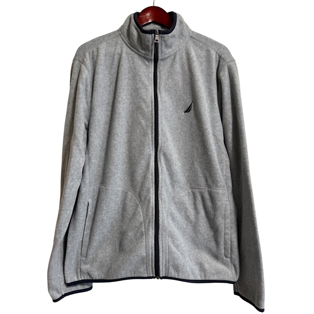 Nautica Mens Full Zip Fleece Jacket Heather Gray Size Large - Picture 1 of 6